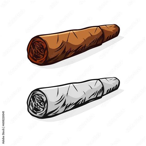 Cuban Cigar Vector Illustration Cigar Colored And Black And White Vector Image Stock Vector