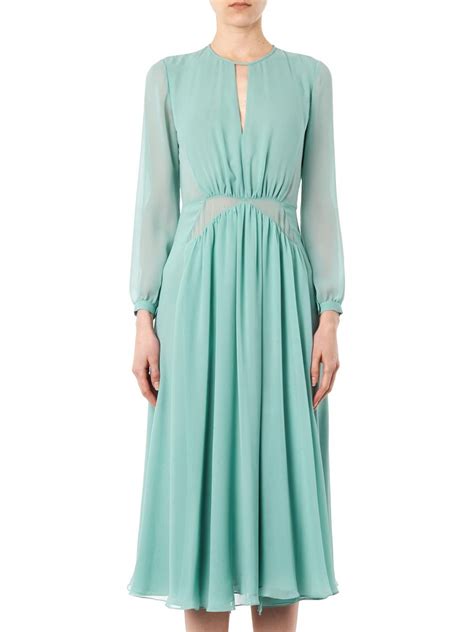 Lyst Burberry Prorsum Pleated Silk Georgette Dress In Blue