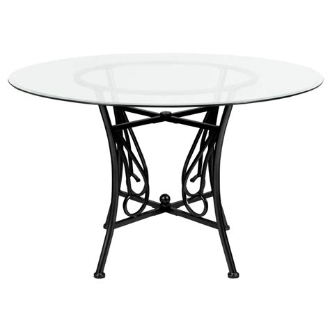 Flash Furniture Princeton 48 Round Glass Dining Table With Black Metal Frame And Reviews