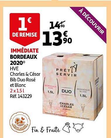 Offre Duo Aop Bordeaux Ros Et Bordeaux Blanc Pr T Servir Charles