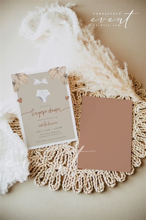 JADE Lingerie Shower Invitation Template Tropical Lingerie Etsy