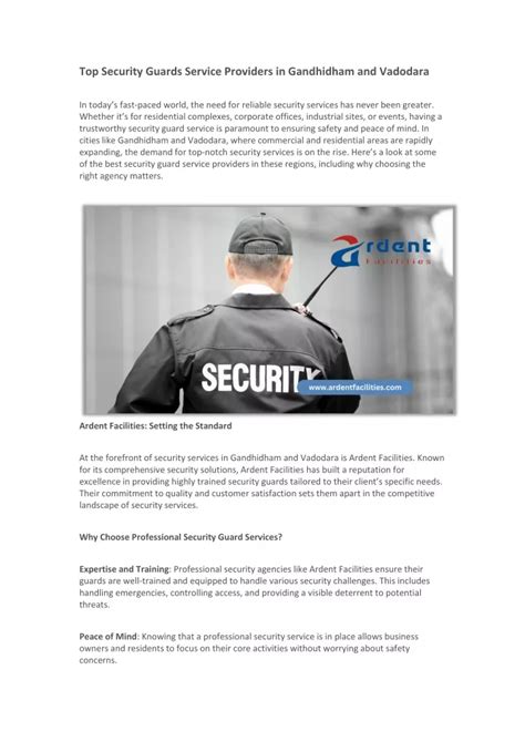 Ppt Top Security Guards Service Providers In Gandhidham And Vadodara Powerpoint Presentation