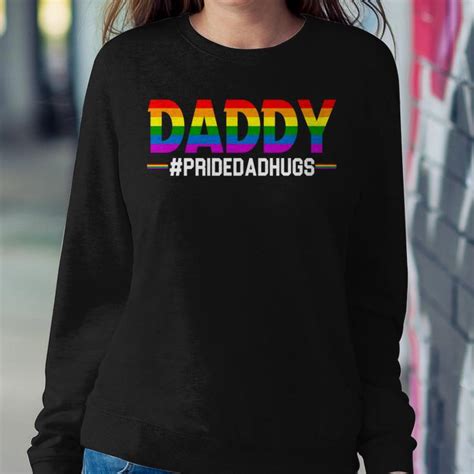 Daddy Dad Hugs Lgbt Flag Gay Pride Month Lgbtq Rainbow Week Women Sweatshirt Mazezy