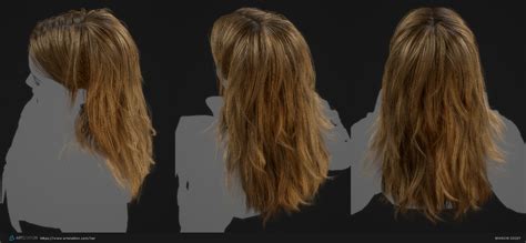 ArtStation - Behind-the-ear tuck hairstyle - hair for games, Marcin Cecot