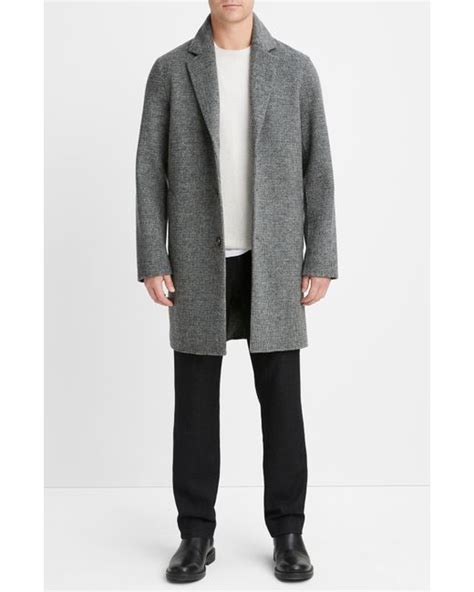 Vince Splittable Wool Blend Car Coat In Gray For Men Lyst