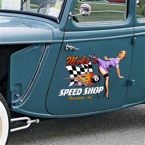Personalized Pin Up Girl Hot Rod Speed Shop Stickers Dingmun
