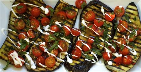 Grilled Eggplant With Fresh Tomato Salad Recipe The Domestic Dietitian