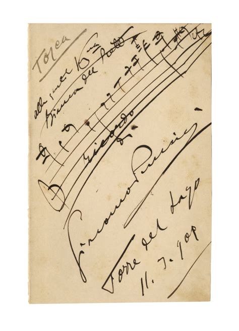 Sell Or Auction Your Giacomo Puccini Tosca Musical Quotation Signed