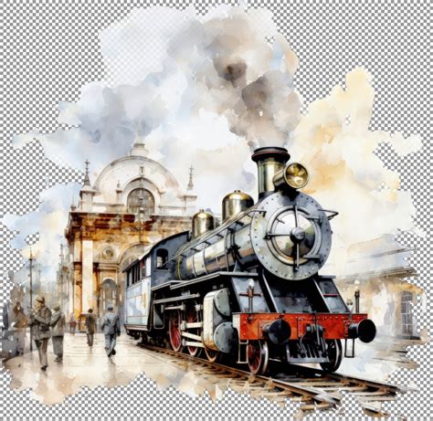 Vintage Steam Train Clipartwatercolor Illustrationart for - Etsy