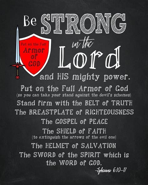 Armor Of God Scripture Printable Ephesians 6 10 18 Put On The Full Armor Of God Wall Art