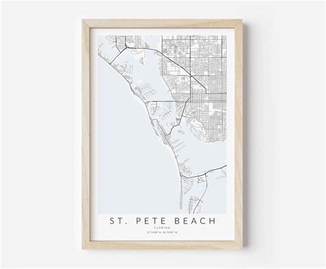 St. Pete Beach Map Print, St. Pete Beach Florida Wall Art, St. Pete ...