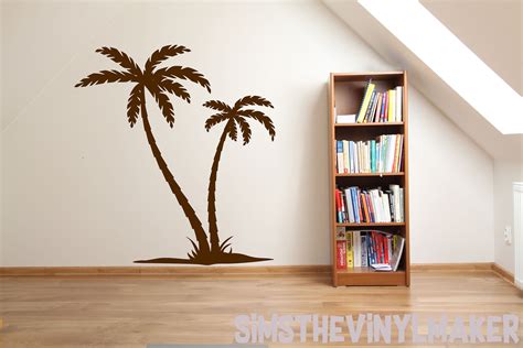 Palm Tree Wall Decal 2 Palm Trees Vinyl Sticker Island Palm Etsy