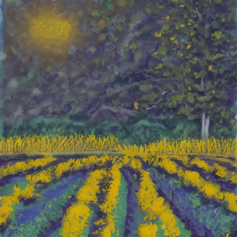 Yellow Plant Field Painting · Creative Fabrica