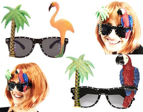 Hawaii Party Sonnenbrille Kostüm hawaiianischer Flamingo Papagei Comedy