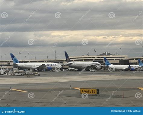 United Airlines Airplane At Newark International Airport In Newark New Jersey Editorial Image