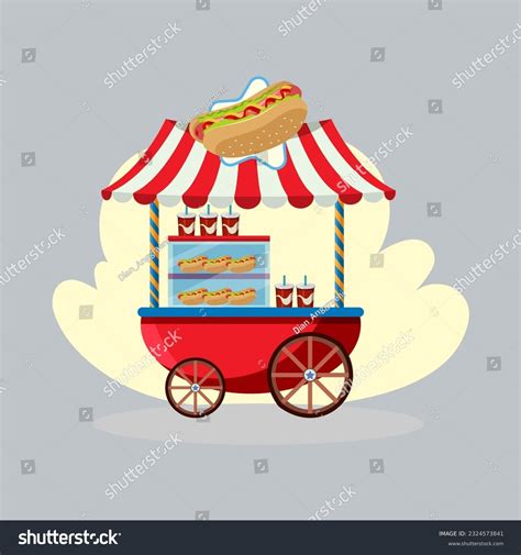 Street Food Cart Concept Hotdog Cart Stock Illustration 2324573841