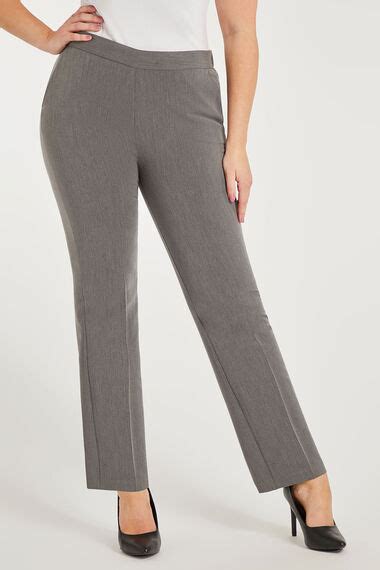 Grey Straight Leg Elasticated Trousers Bonmarché