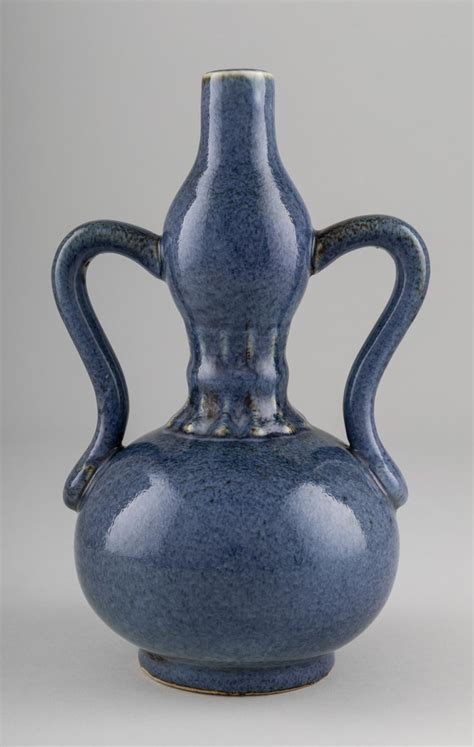 Lot A Chinese Cobalt Blue Glazed Gourd Vase 10 1 2 In 26 7 Cm H