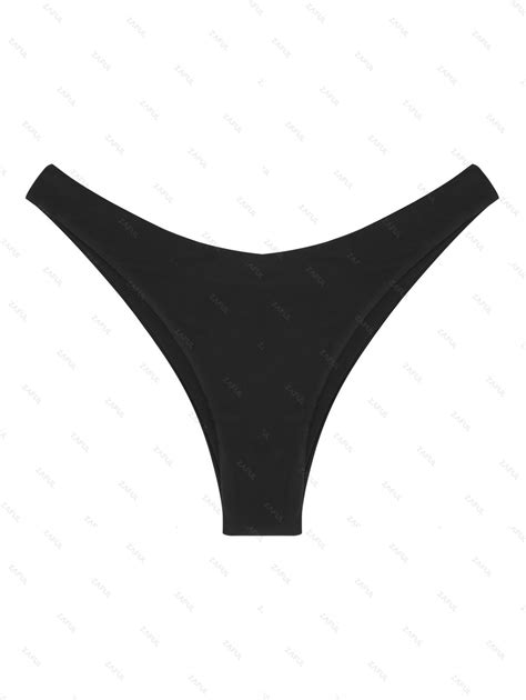 ZAFUL Solid High Leg Bikini Bottom In BLACK ZAFUL 2024