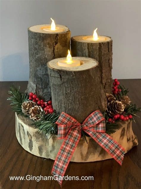 Diy Rustic Christmas Centerpiece With Tree Branches And Logs