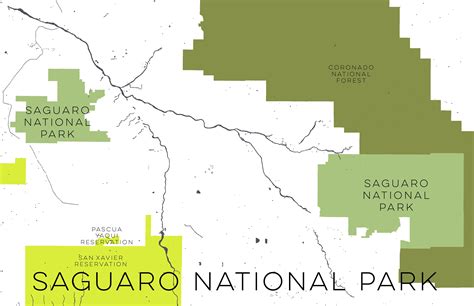 Saguaro National Park Map, Unframed Saguaro Map, Saguaro National Park Print, Saguaro National ...