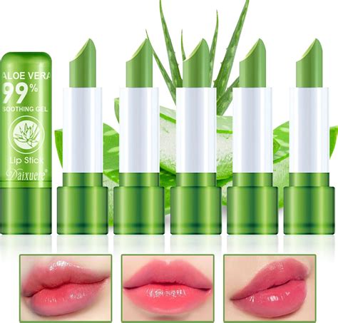 5 Pack Aloe Vera Lipstick Color Changing Lipstick Long Lasting Magic