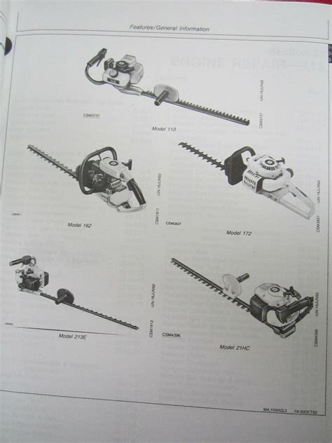 John Deere 113 162 172 213e And 21hc Gas Hedge Trimmers Technical Service Manual Ebay