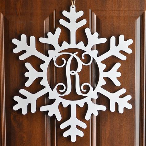 Winter Snowflake Door Wall Hanging Monogram Personalized Etsy