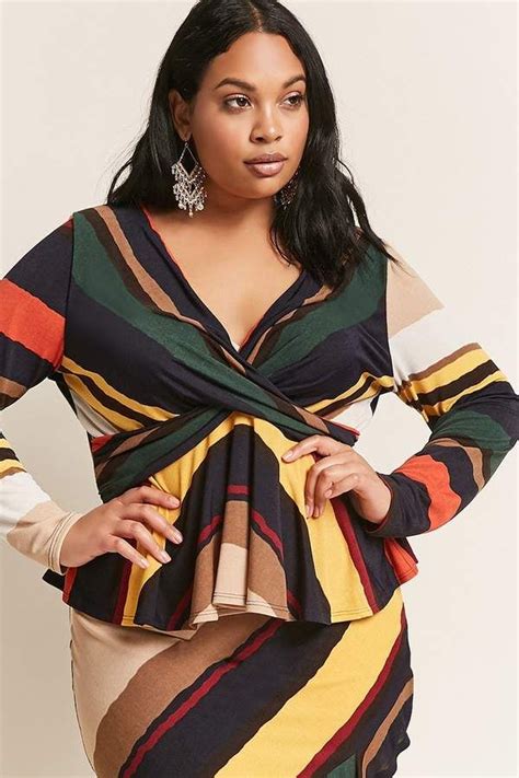 Forever 21 Plus Size Stripe Surplice Top