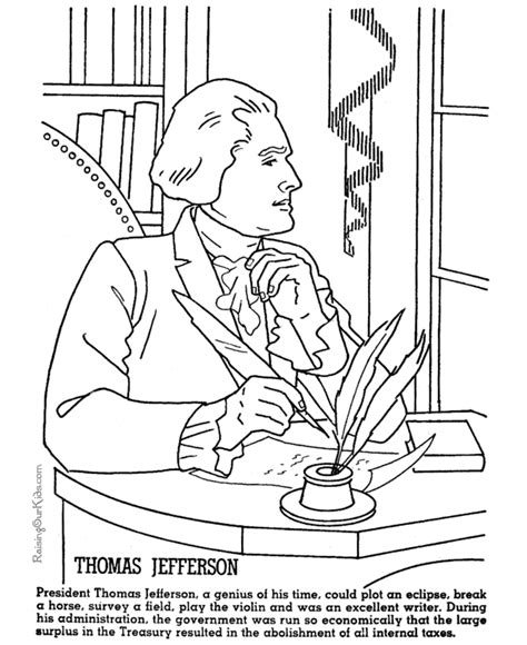 President Thomas Jefferson Free Coloring Page Free Printable Coloring