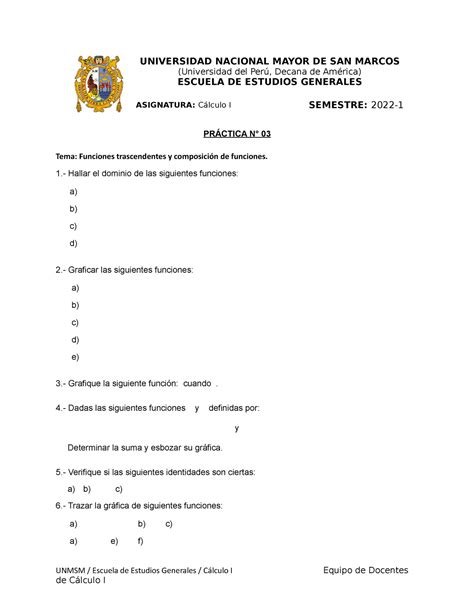 Guía De Práctica N°03 Guia Universidad Nacional Mayor De San Marcos Universidad Del Perú