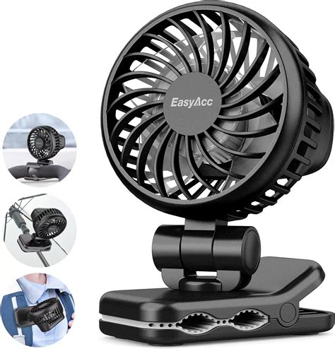 EasyAcc Rechargeable Mini Clip Fan - 3 Speeds, 1200mAh - TheShop.pk