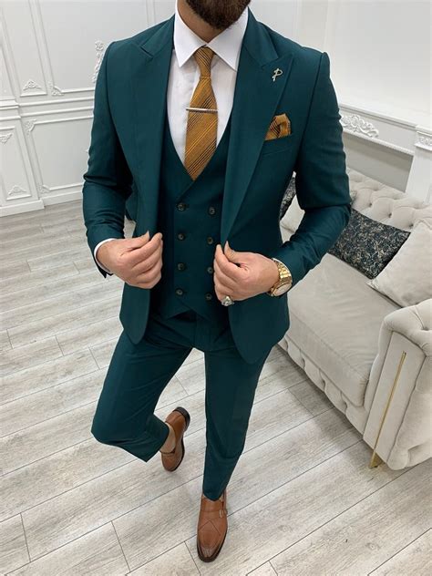 Green Slim Fit Groom Wedding Suit For Men By Gentwith