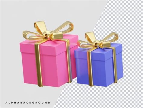 Premium PSD Two Pink And Purple Gift Boxes With Gold Ribbons And The