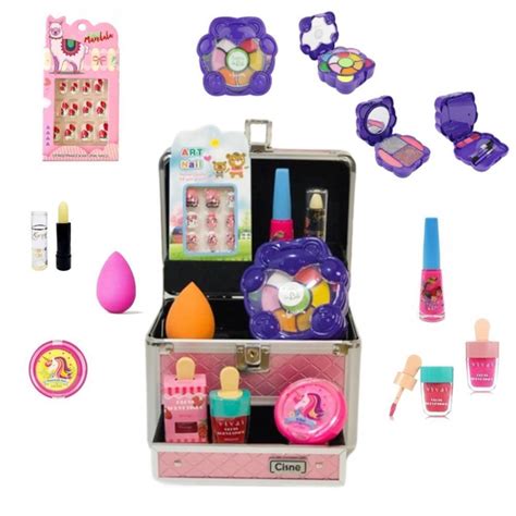 Maleta Maquiagem Teen Infantil Kit Sombras Espelho Esponja