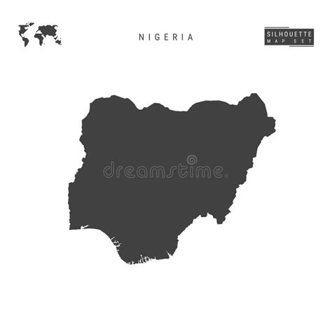 Nigeria Vector Map Isolated On White Background High Detailed Black