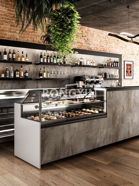 Modern Coffee Shop Counter Design Display Stone Dessert Bar Counter Wooden Bakery Shop Furniture ...