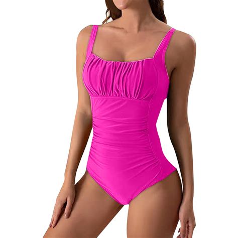 Asfgimuj Womens Swimsuits One Piece Sexy Solid Color Jumpsuit Bikini Swimsuit Bathing Suit