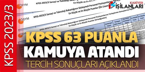 KPSS 63 Puanla Kamuya Atandı Tercih Sonuçları Açıklandı KPSS 2023 3