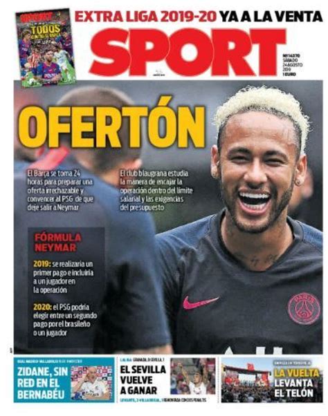 La Portada Del Diario Sport 24 08 2019