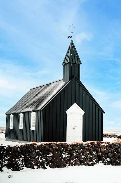 Premium Photo The Little Black Church Of Budir Budakirkja Black