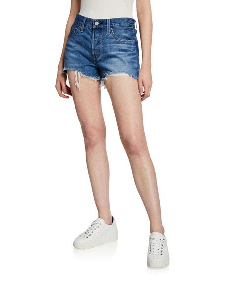 Levi S Premium 501 Frayed Denim Cutoff Shorts Neiman Marcus