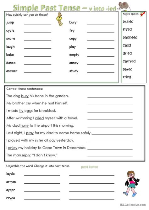 Simple Past Tense Worksheets With Answers - Worksheets For Kindergarten