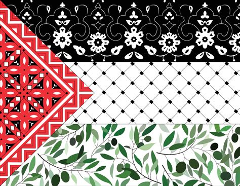 Palestine Flag From Ornaments And Olives And Palestinian Scarf Which