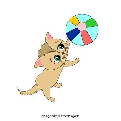 Cat playing ball clipart vector free download