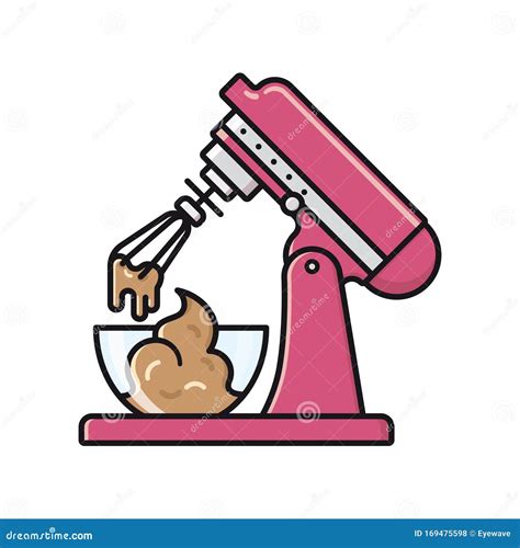 Kitchen Mixer With Dough In Bowl Vector Illustration Stock Vector