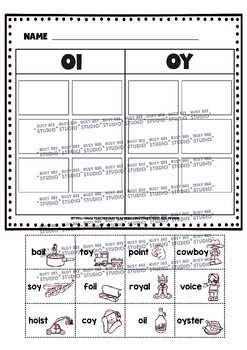 vowel diphthongs sort oi oy worksheets independent phonics intervention
