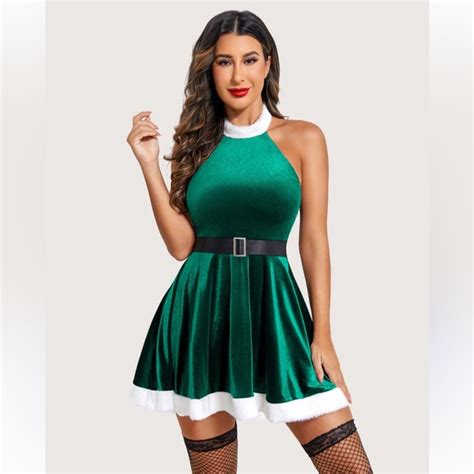 Avidlove Dresses Avidlove Green Velvet Santa Sexy Dress Lingerie L Xl Xxl Poshmark