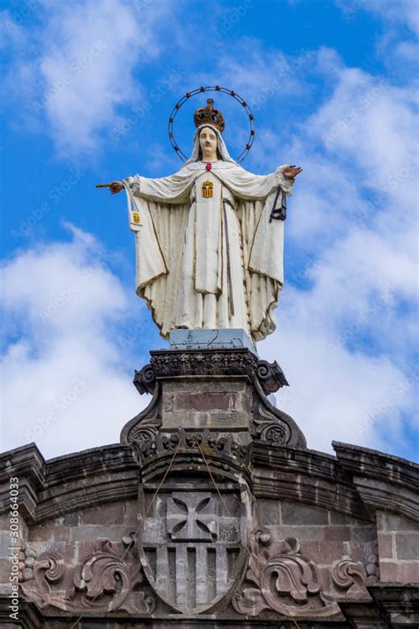 Statue Atop Of Basilica Of Our Lady Of Mercy Basílica De Nuestra