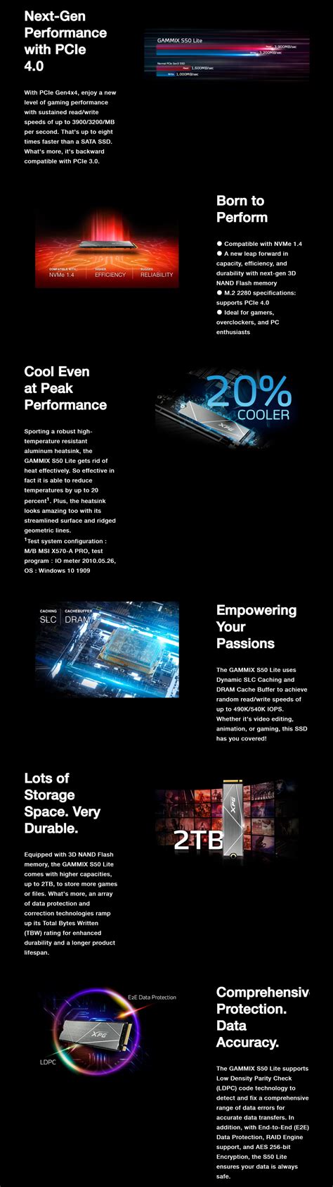 XPG GAMMIX S50 Lite 1TB PCIe Gen4x4 M.2 2280 SSD Pakistan